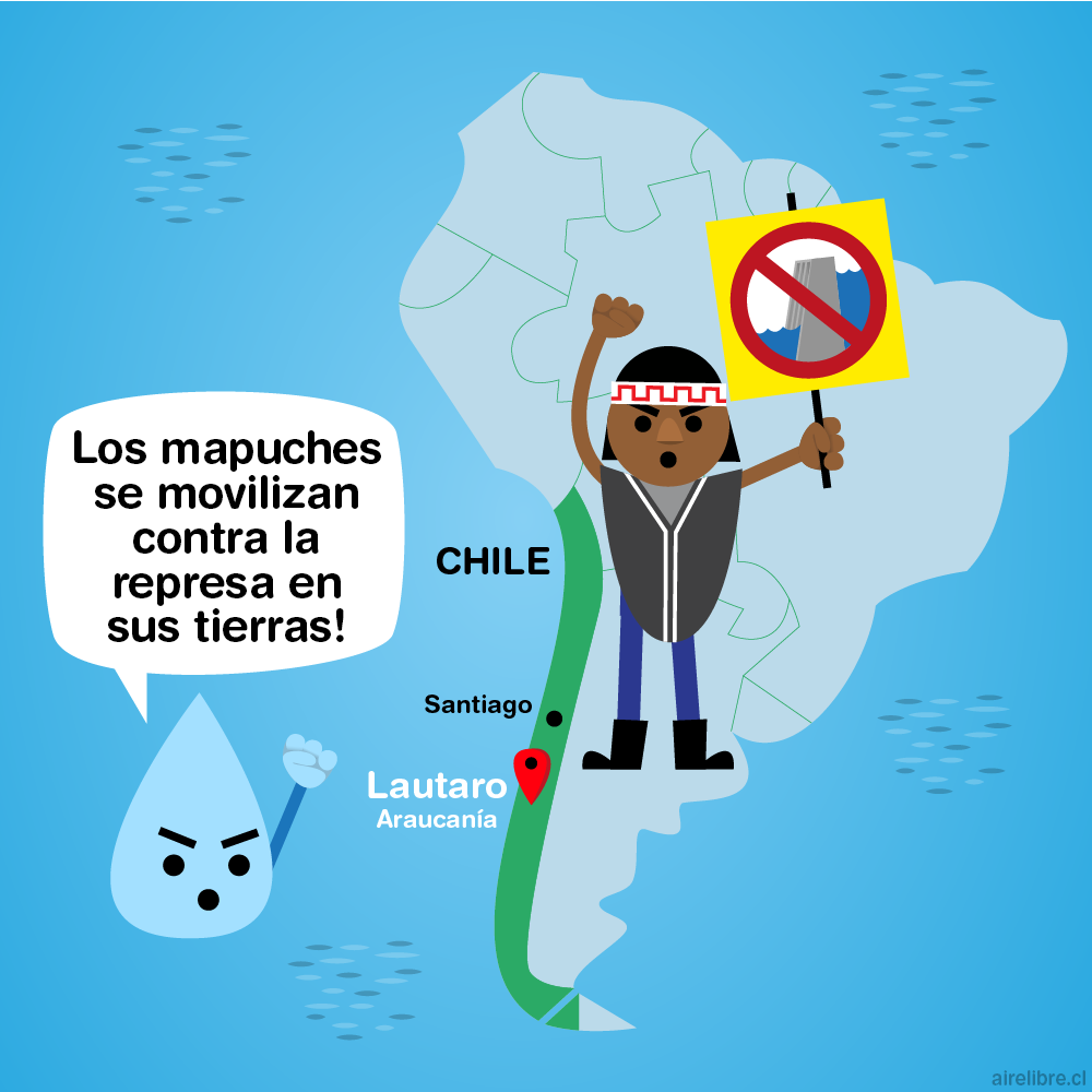 mapuches se movilizan contra represa el muco